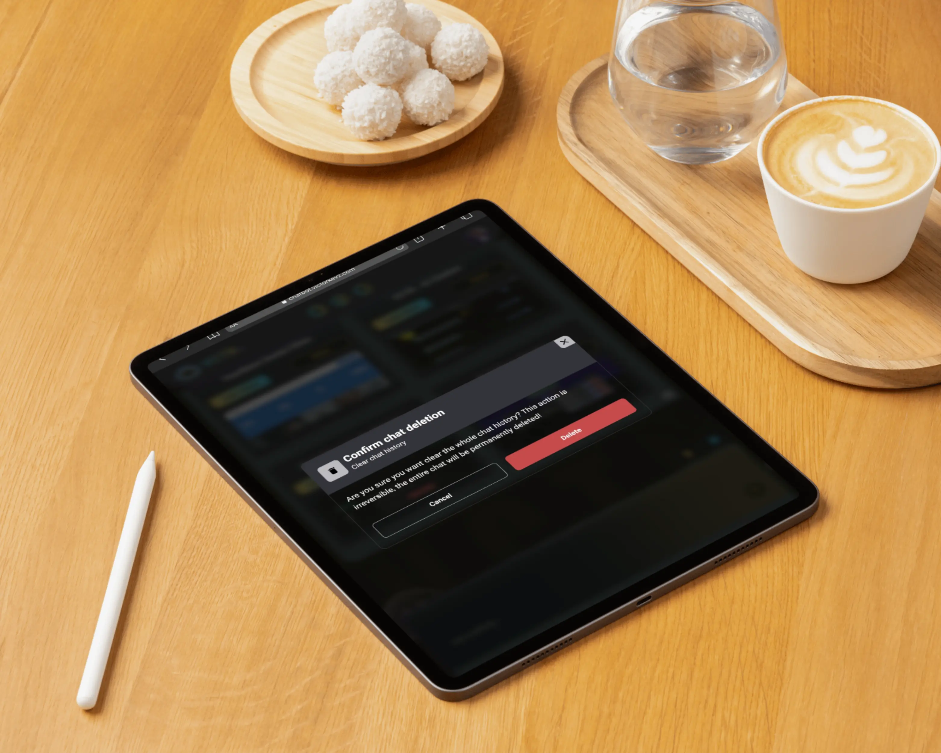 VCTR AI deletion confirmation dialog for clearing a conversation
